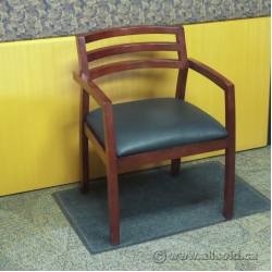 HON Basyx Leather Seat Slat Guest Side Chair w Arms